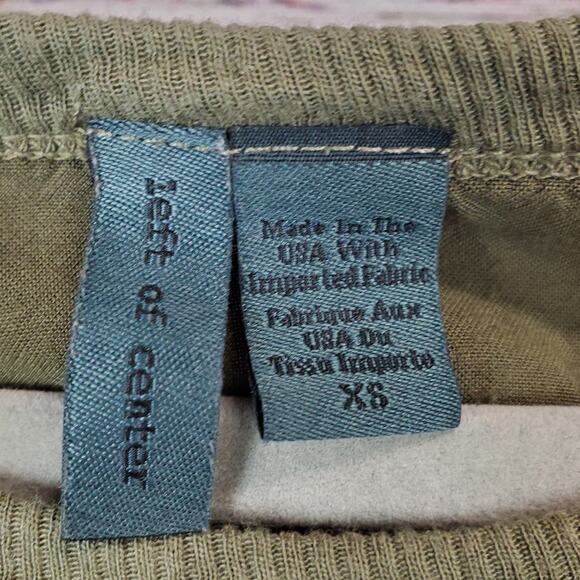 Anthropologie Left of Center Medora Thermal XS Olive Top Asymetrical Split Hem - Picture 4 of 8